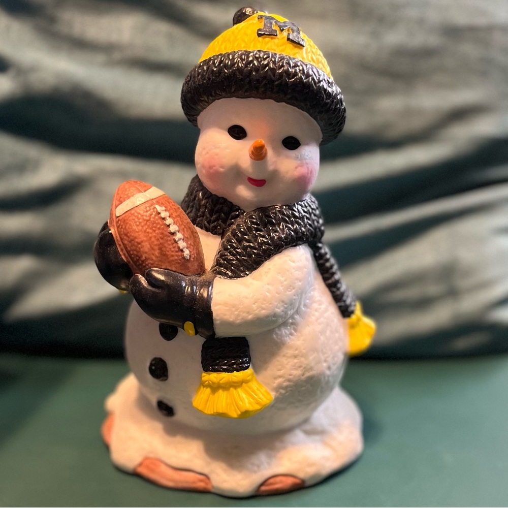 Ceramic Light Up Michigan Snowman